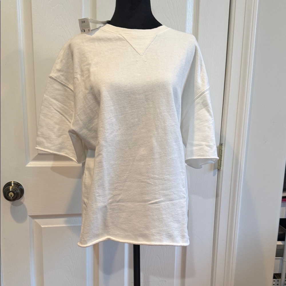 Zara White Women’s Short Sleeve Sweatshirt Top